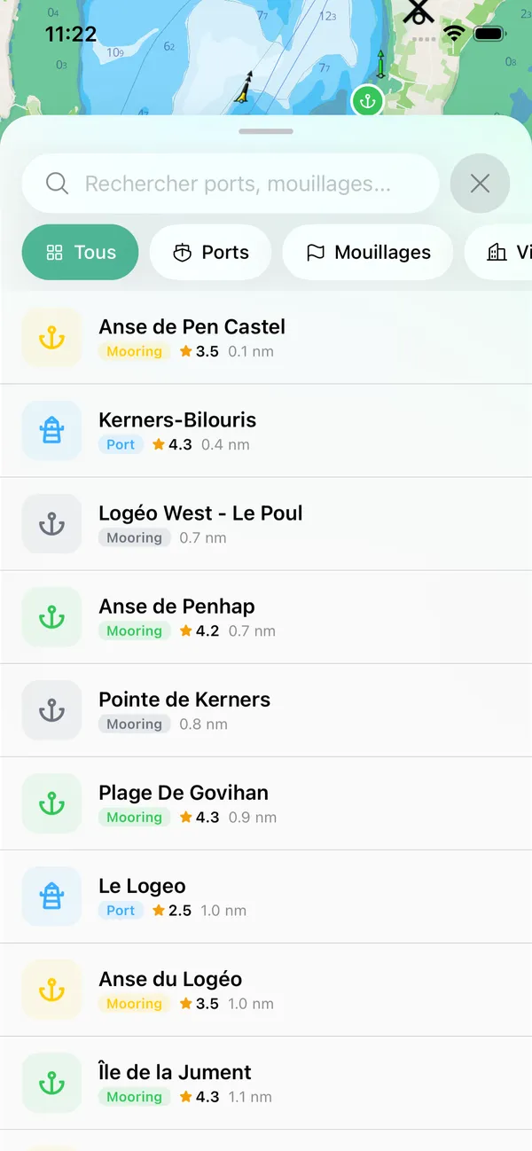 Browse marinas and anchorages list