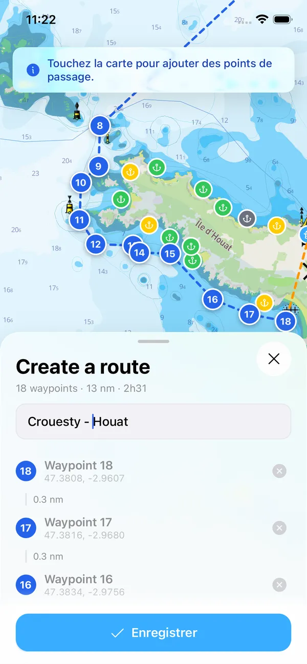 Route planning with waypoints